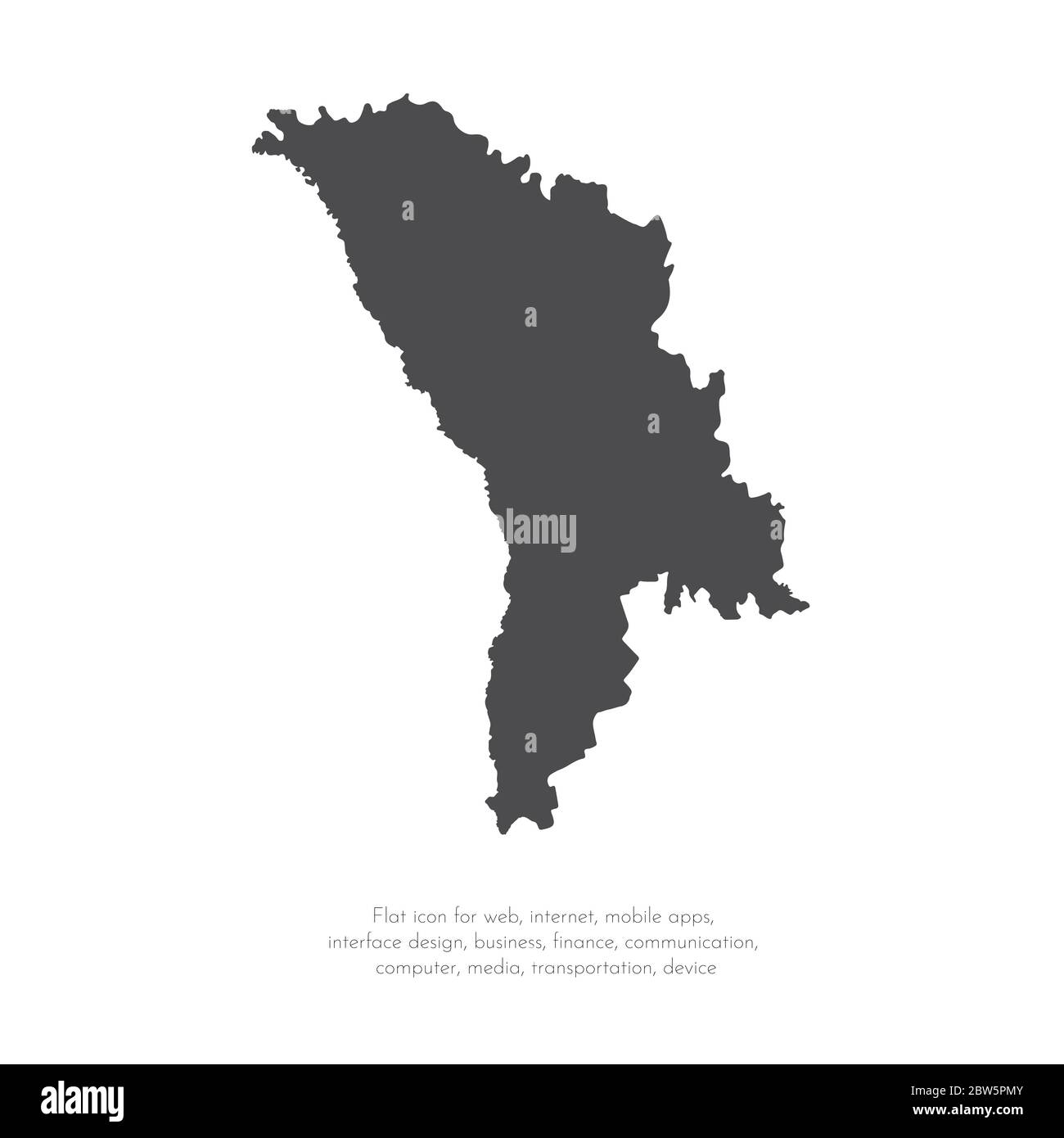 Vector map Moldova. Isolated vector Illustration. Black on White background. EPS 10 Illustration. Stock Vector
