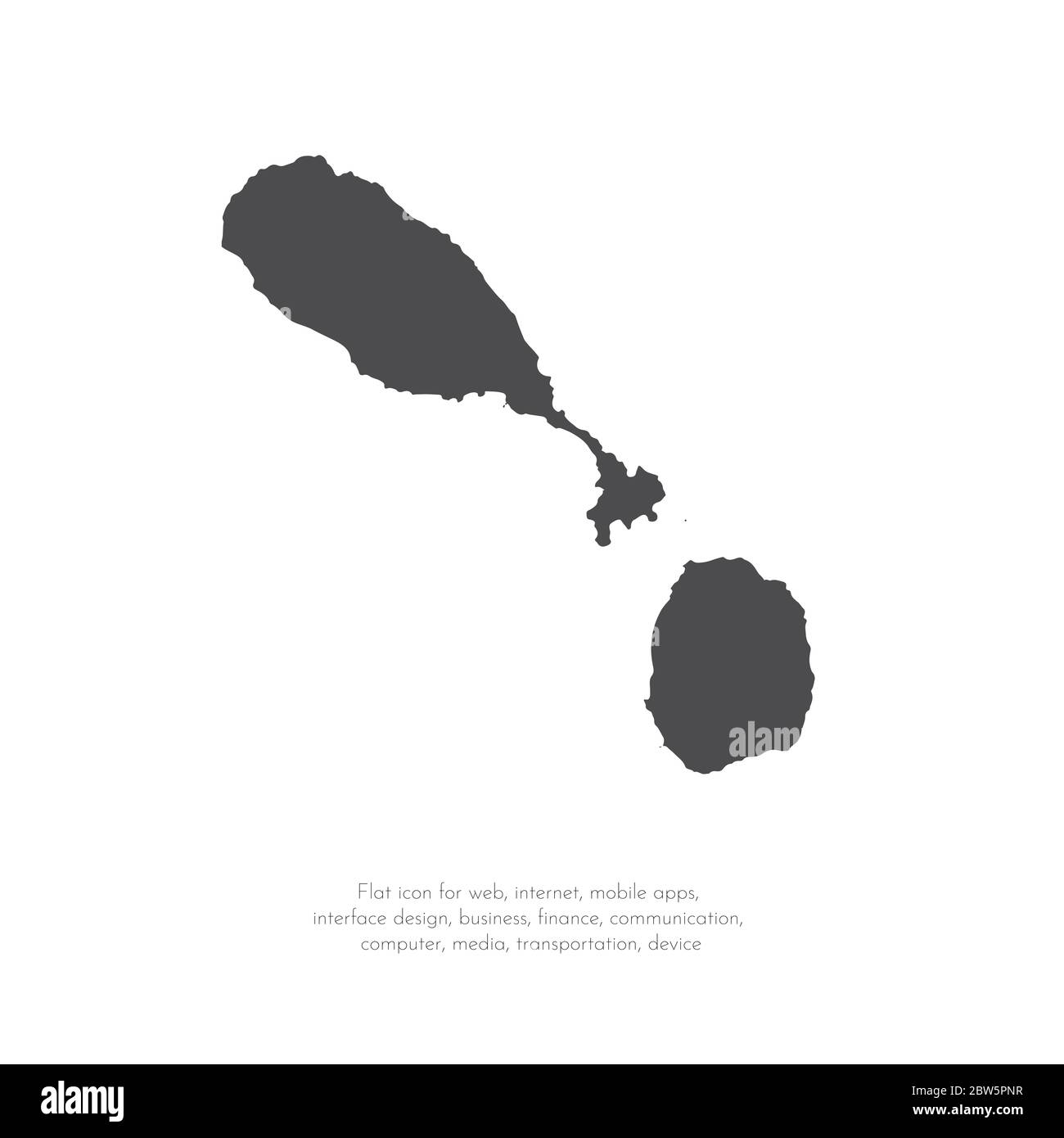 Vector map Saint Kitts and Nevis. Isolated vector Illustration. Black ...