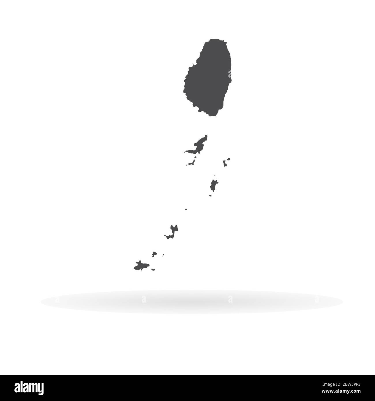 Vector map Saint Vincent and the Grenadines. Isolated vector Illustration. Black on White background. EPS 10 Illustration. Stock Vector