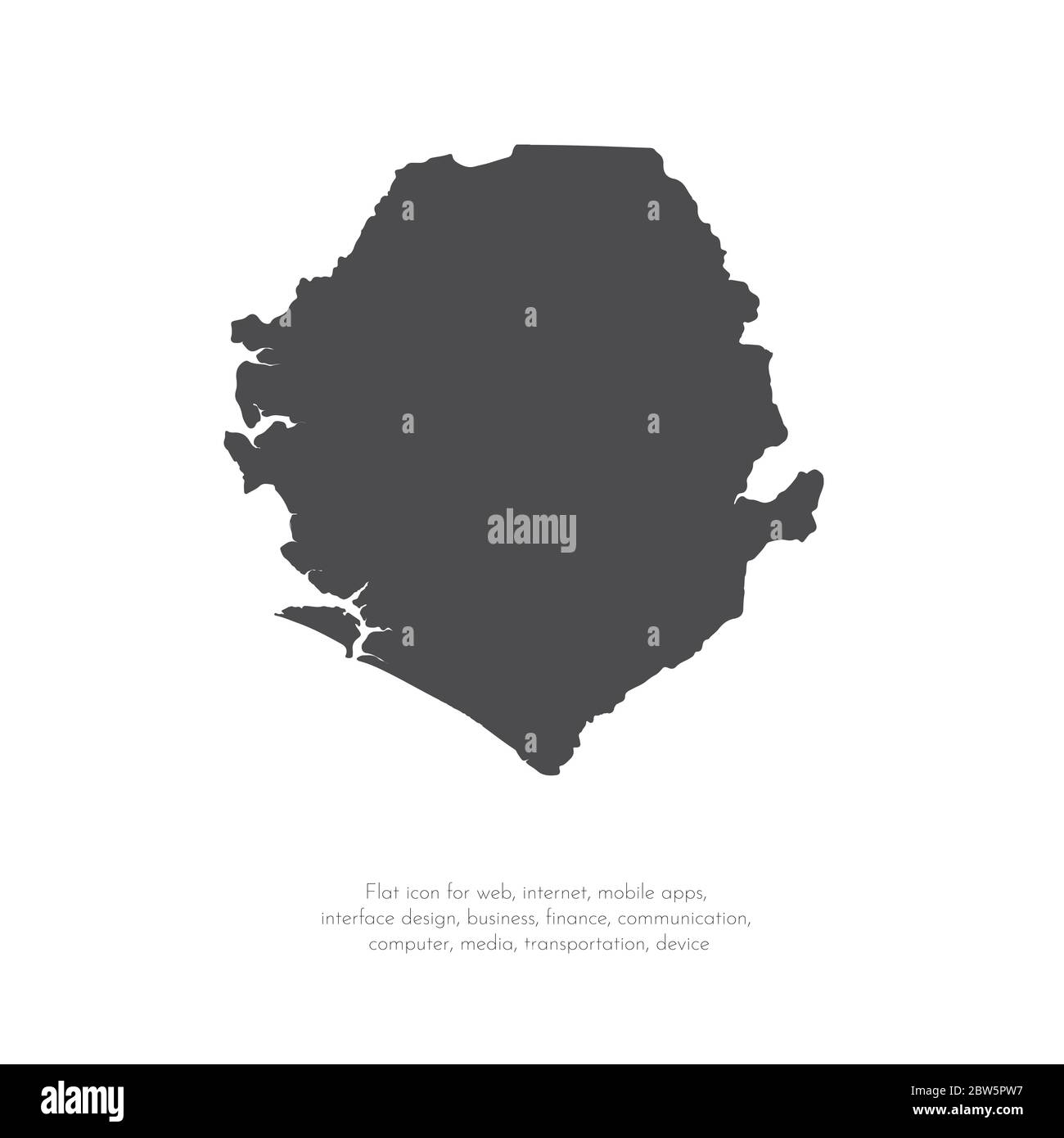 Vector map Sierra Leone. Isolated vector Illustration. Black on White ...