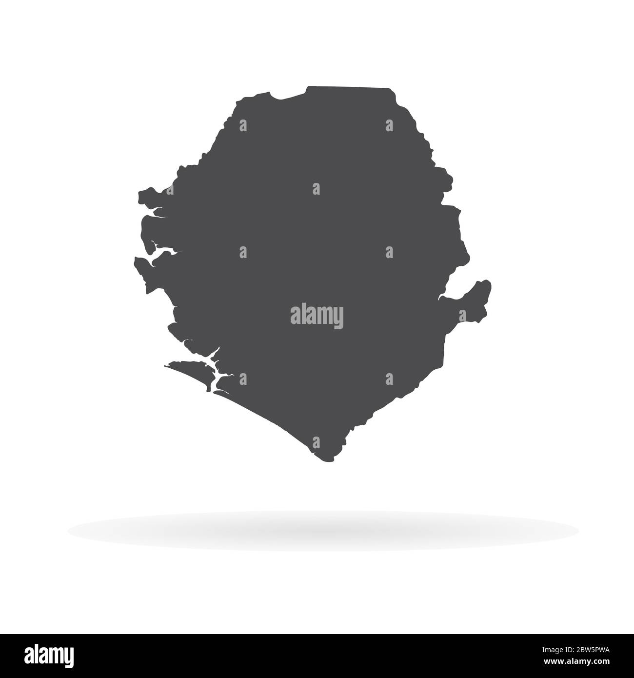 Vector map Sierra Leone. Isolated vector Illustration. Black on White ...