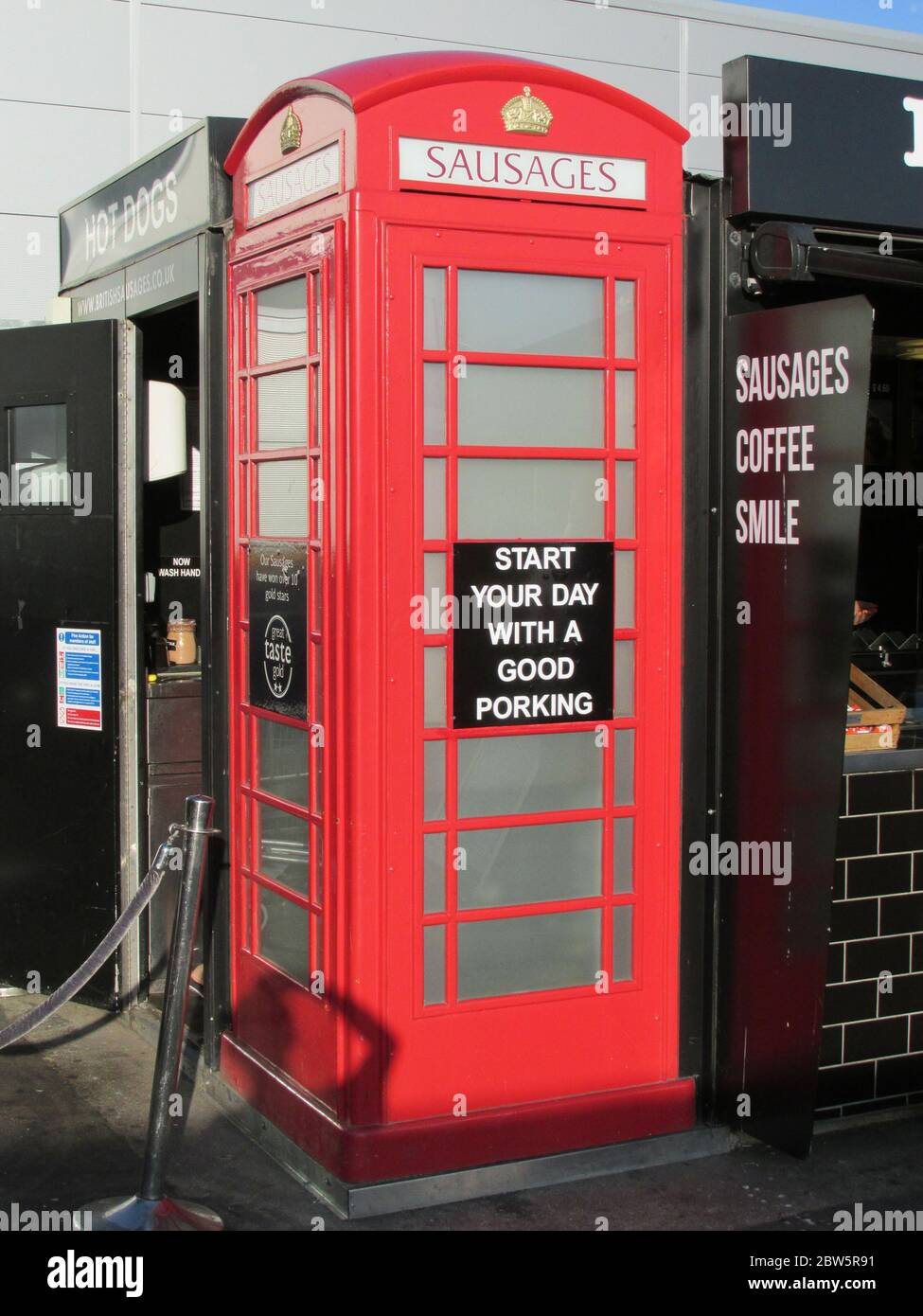 telephone box museum in a restored historic old 1935 restored GPO K.6 series phone box in Southend on sea, tells the history of the local area. Stock Photo