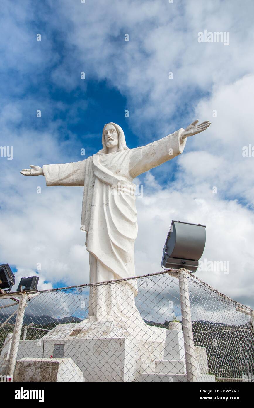 Christ the Redeemer or Cristo Blanco statue in Cuzco, Peru. Hight