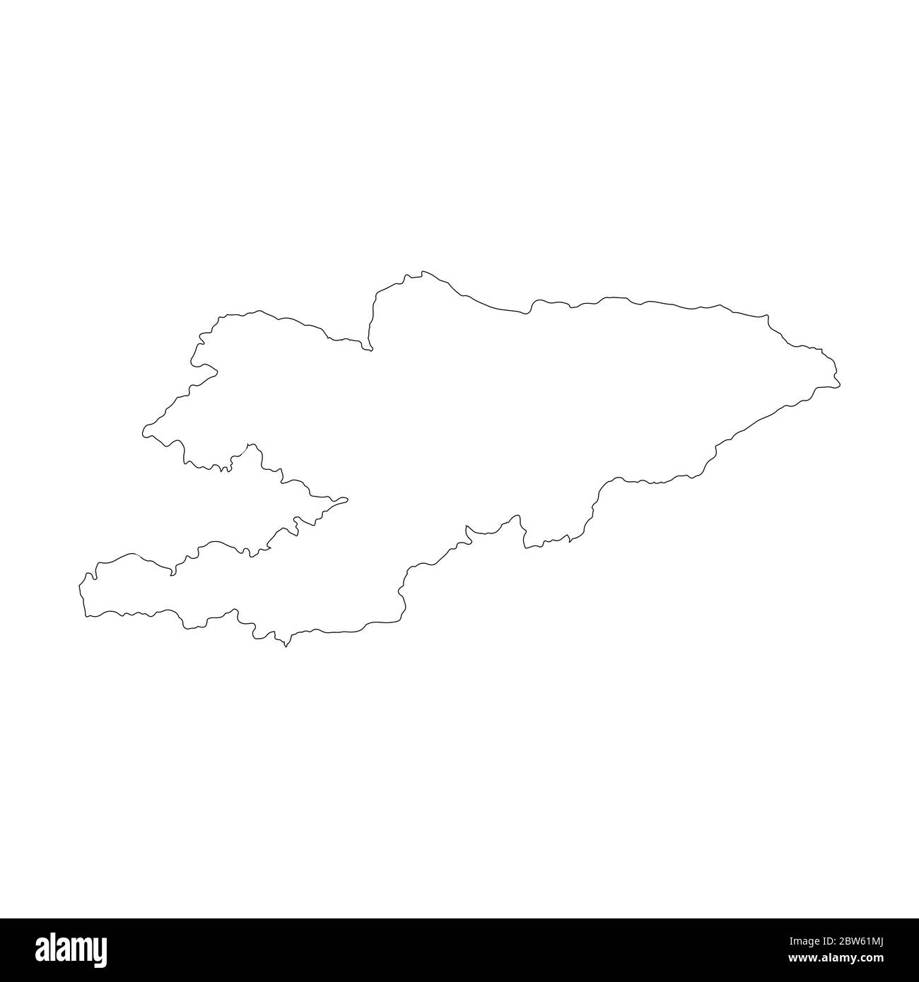 Vector map Kyrgyzstan. Isolated vector Illustration. Black on White background. EPS 10 Illustration. Stock Vector
