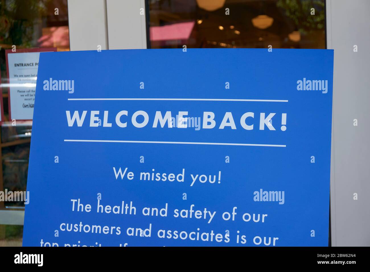 Vancouver, Canada, May 28, 2020. A sign in a shop window back