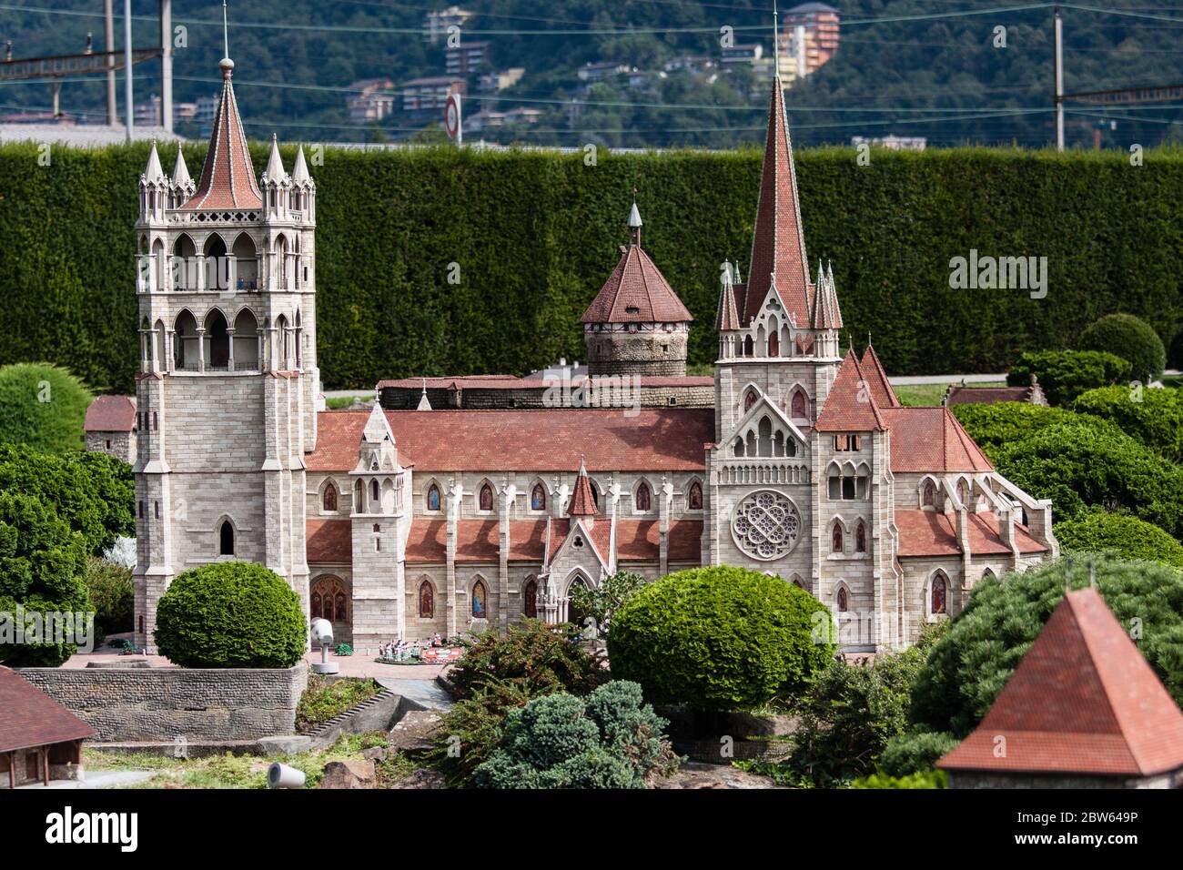 Lausanne Cathedral model at Swissminiatur, Ticino, Switzerland Stock Photo