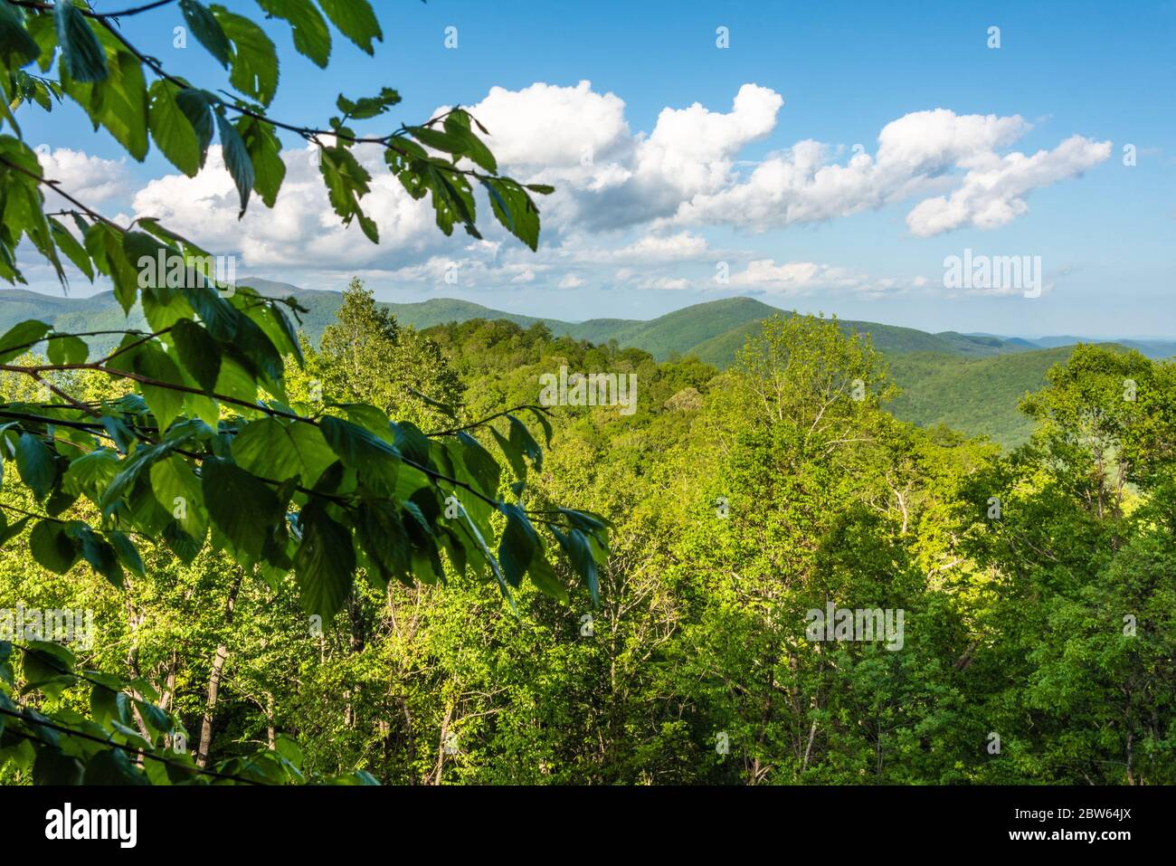 Scenic view of the Blue Ridge Mountains from the Black Rock Mountain State Park Blue Ridge Overlook in Mountain City, Georgia. (USA) Stock Photo