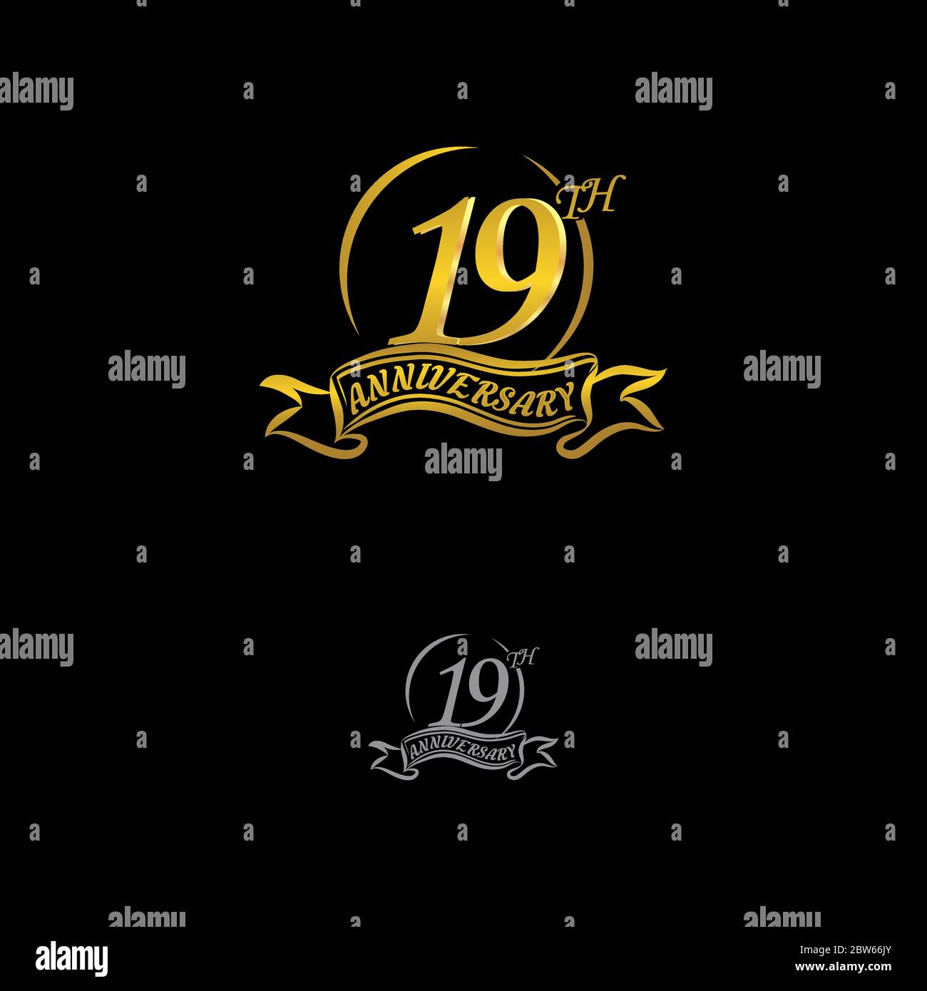Celebrating the 19th anniversary logo, with gold rings and gradation ...