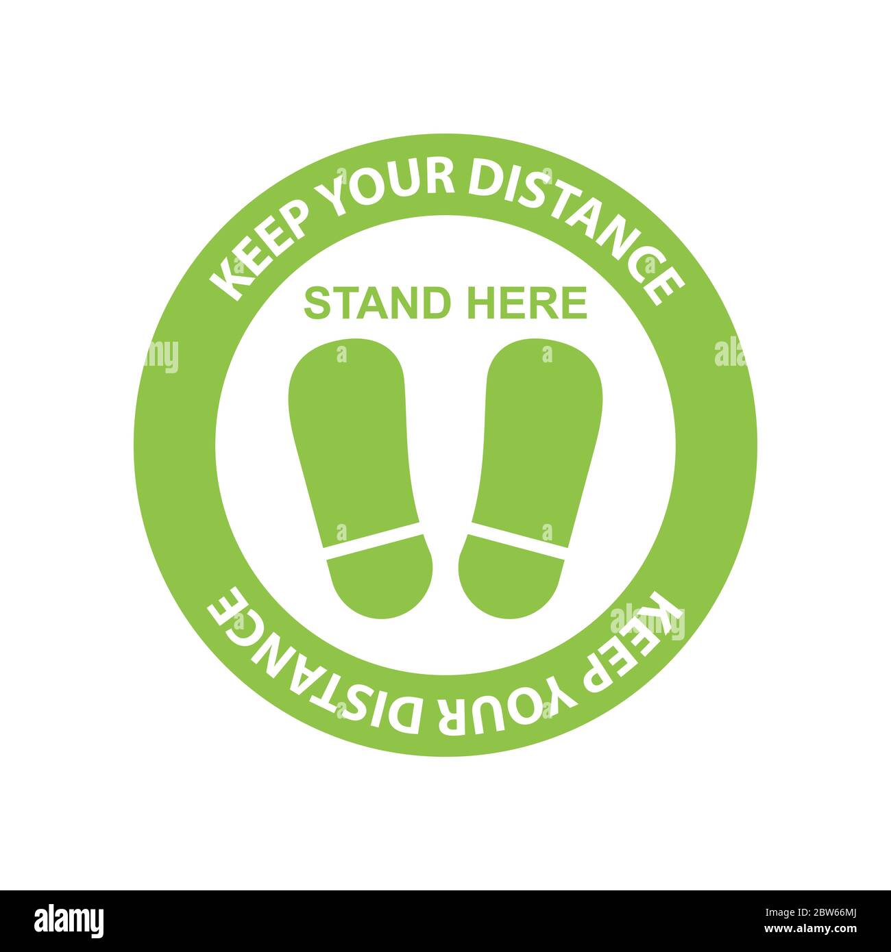 Keep your distance sign sticker for reopening business. New normal social distancing due to covid-19 coronavirus outbreak. Health care and medical vec Stock Vector