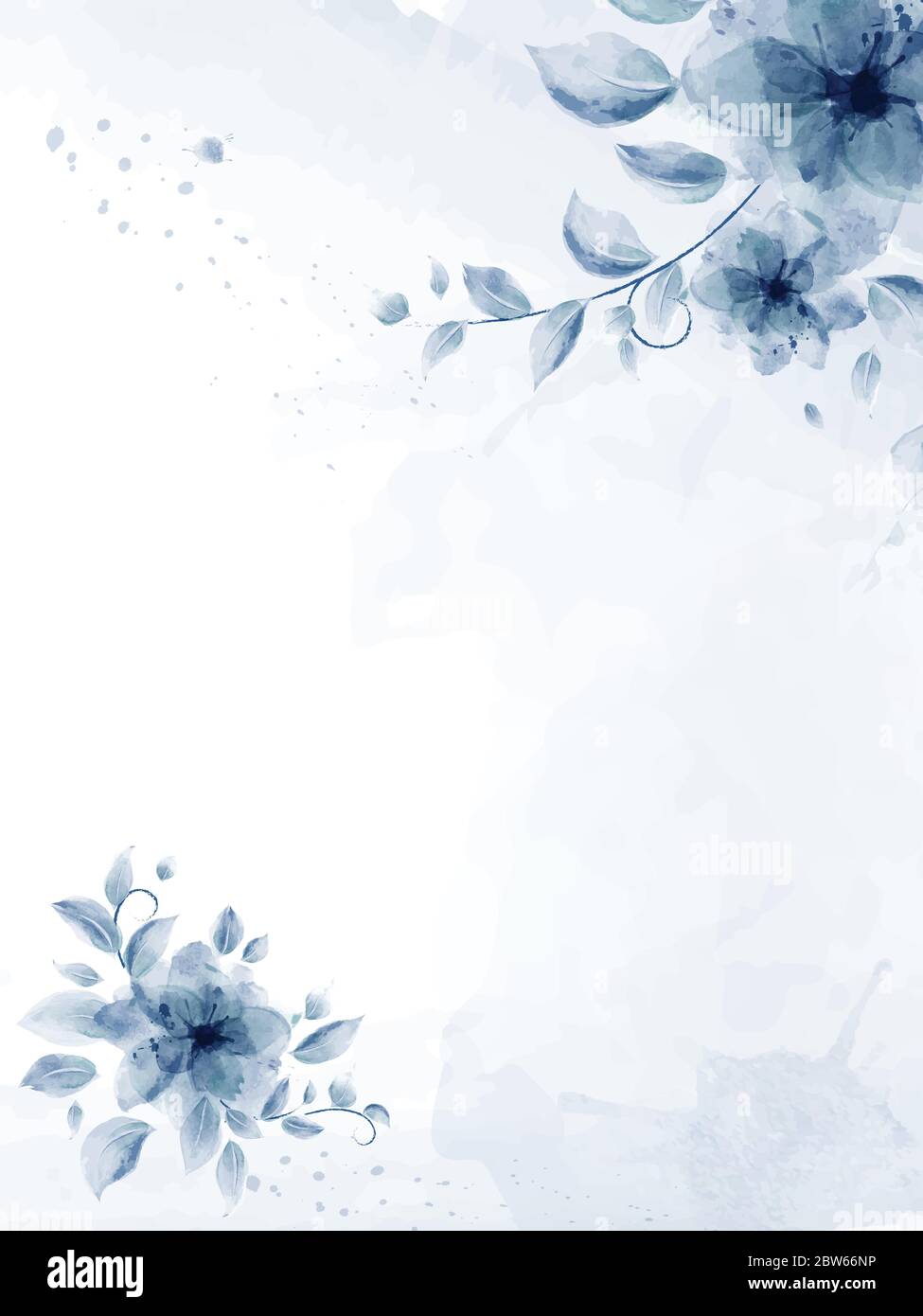 Watercolor hand painted with blue bouquet of flower and leaves. Watercolor blue  flower background use for wedding, invitation, posters, banners, save Stock  Vector Image & Art - Alamy