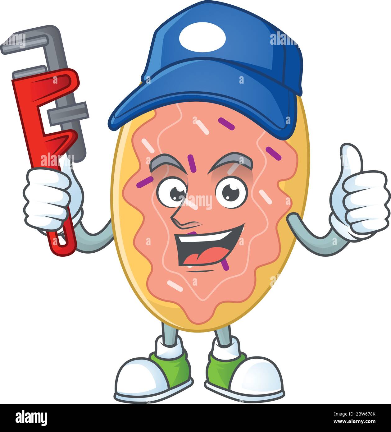 Bread Cartoon drawing concept work as smart Plumber Stock Vector