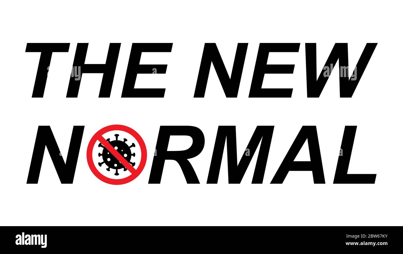 New normal concept word lettering and world globe sign icons for post