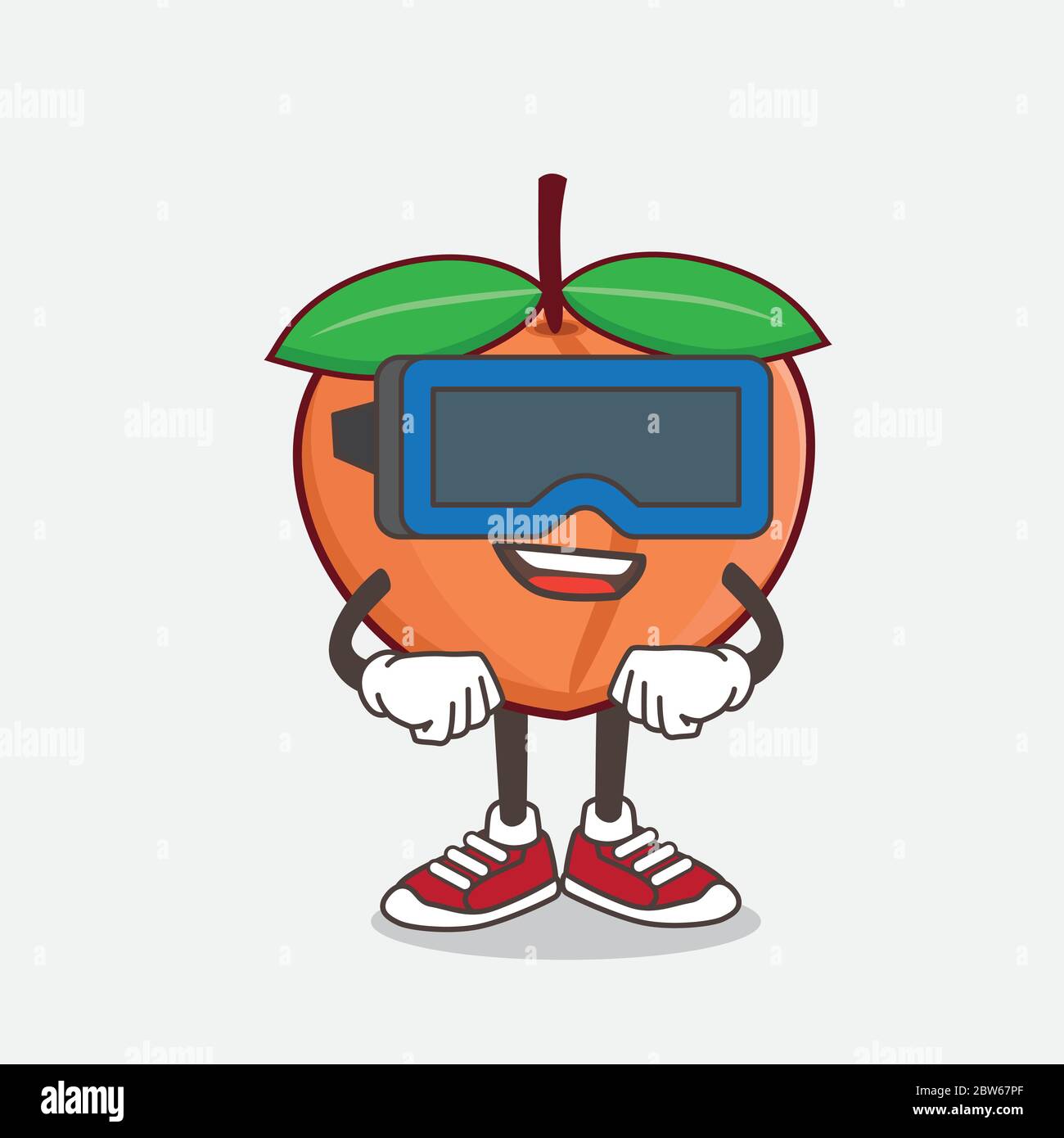 An illustration of Peach Fruit cartoon mascot character with Virtual ...