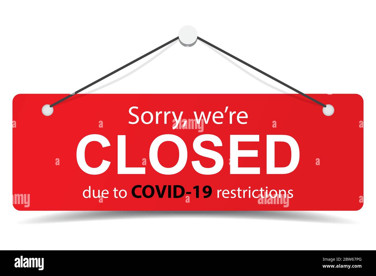 Sorry we are closed closed sign due to covid-19 restrictions coronavirus outbreak vector. Door sign, sticker, laser cut for shop openning Stock Vector