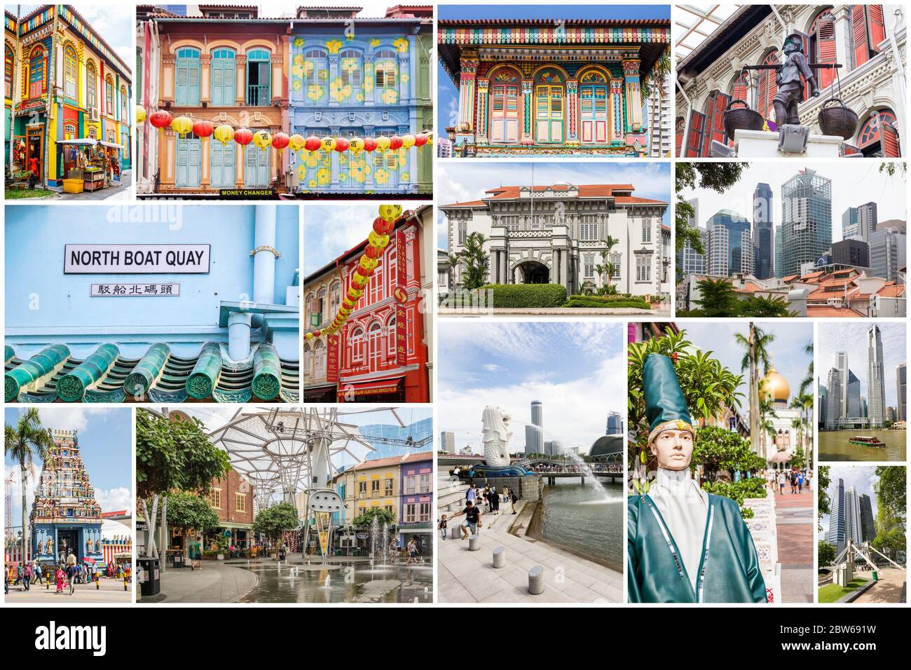 Travel images collage of Singapore Stock Photo