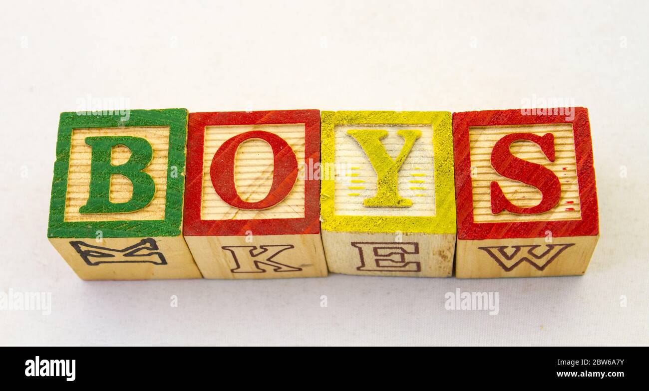 Boy Block List The term boys visually displayed on a clear background using colourful ...
