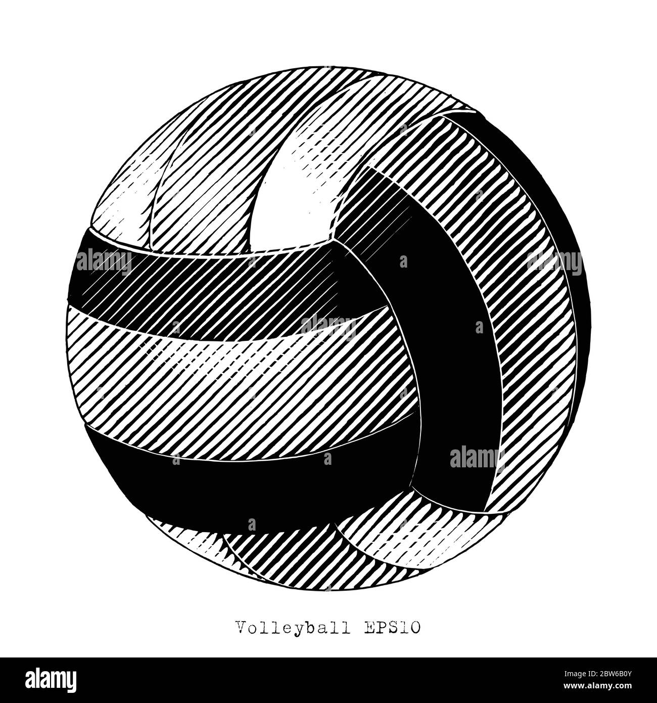 Volleyball hand draw vintage style black and white clip art isolated on