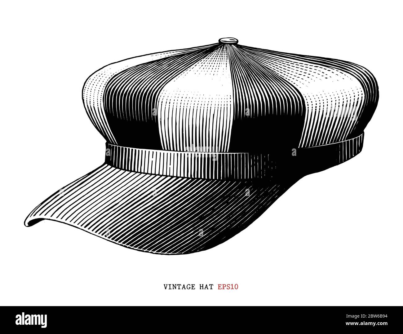 Vintage hat hand draw engraving style black and white clipart isolated on  white background Stock Vector Image & Art - Alamy
