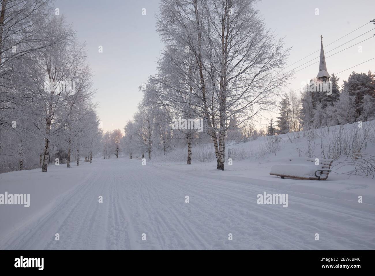 Cold snowy day in Finnish Lapland Stock Photo Alamy