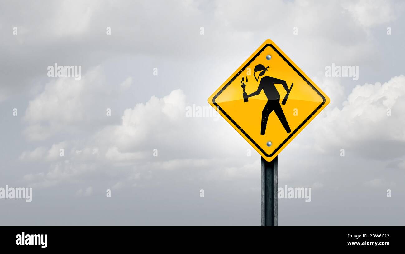 Riot and rioting as an unrest social issue concept as a street sign ...