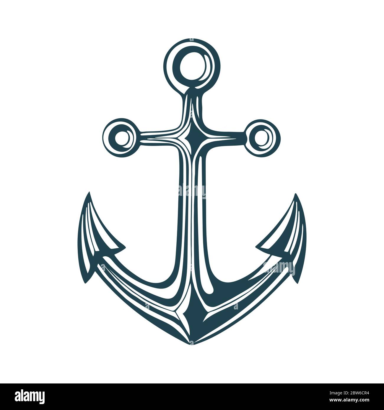 Boat anchor. Hand drawn boat anchor vector illustration. Vintage