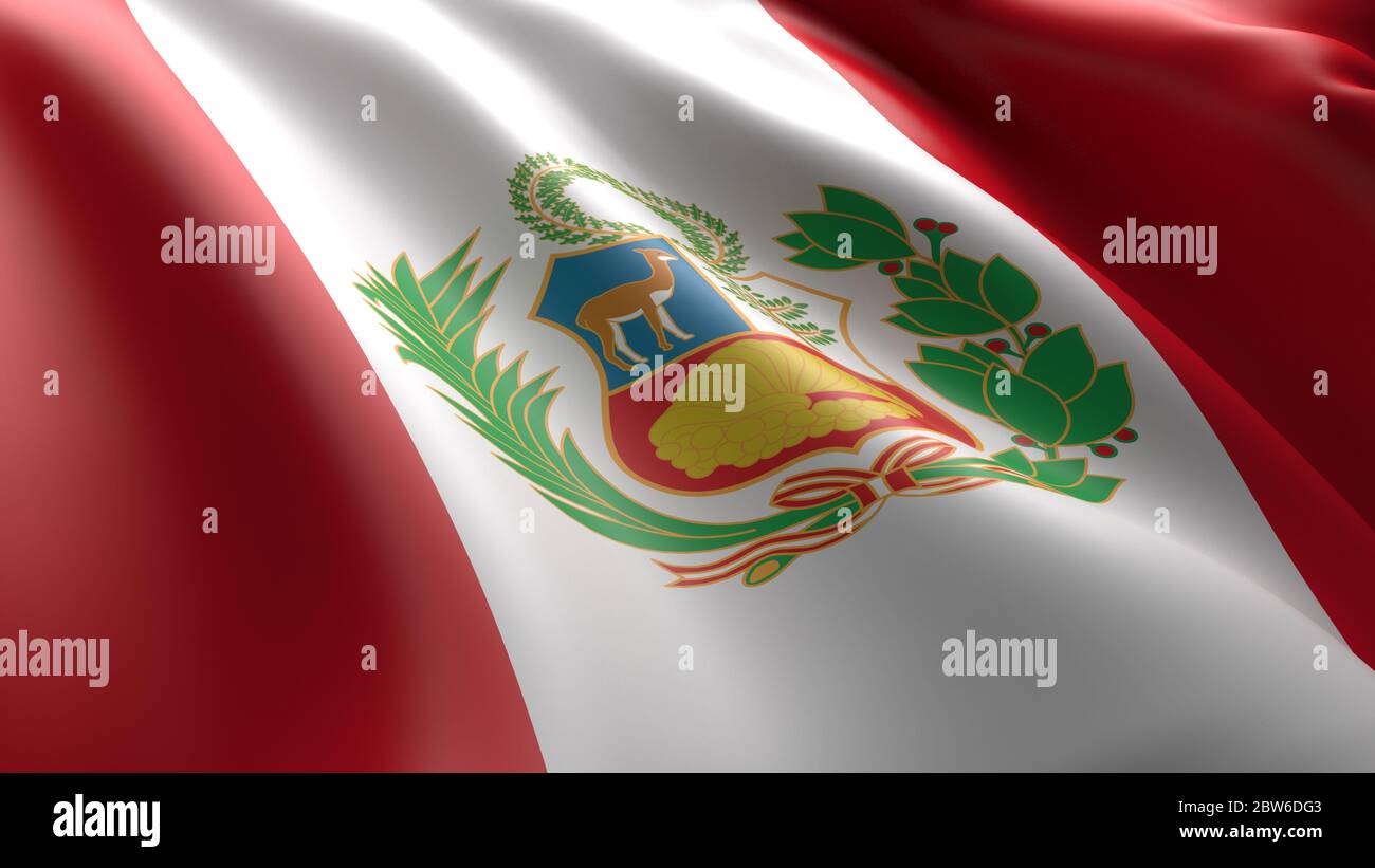 Wavy flag of Peru Stock Photo