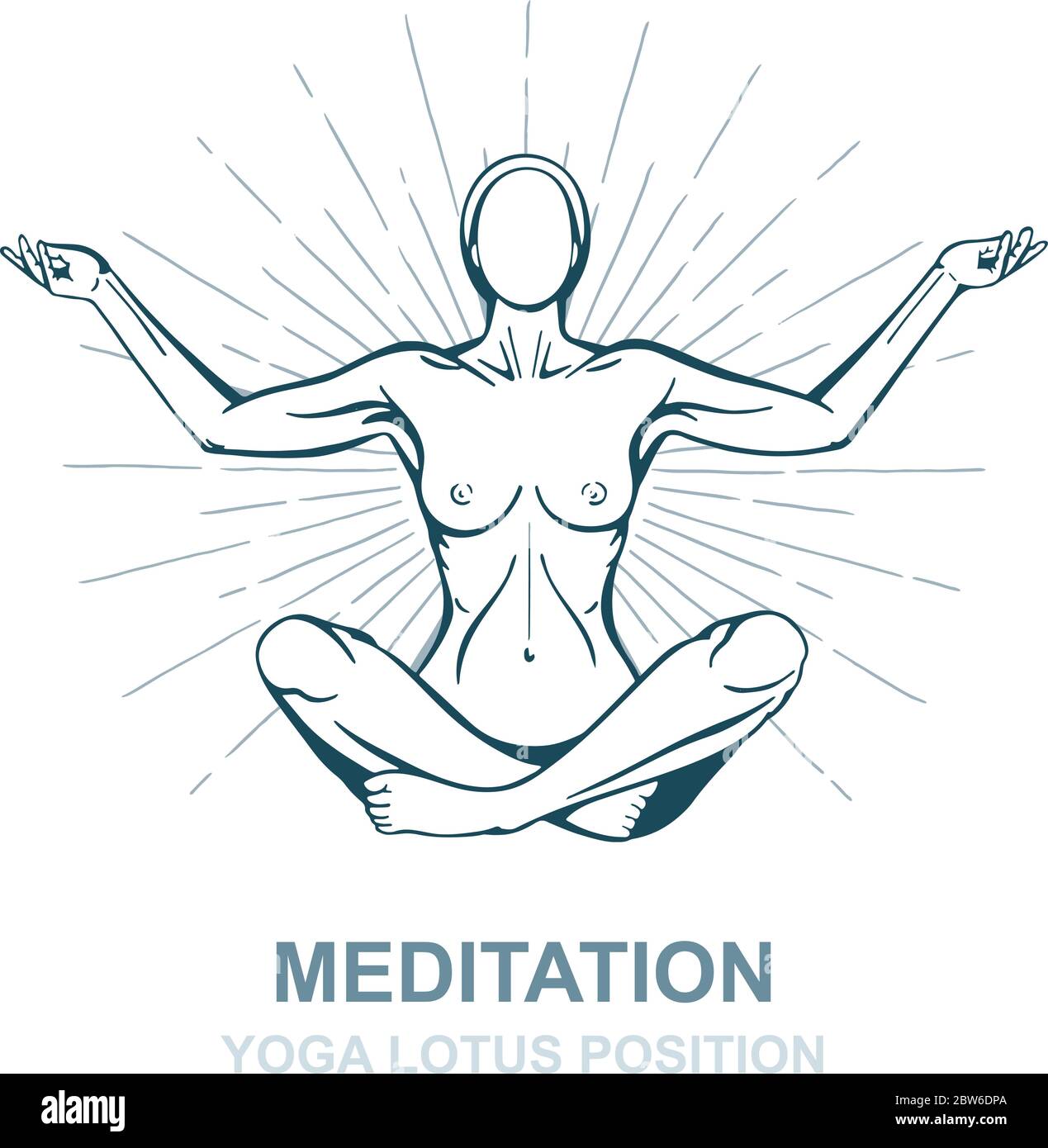 Yoga Woman Meditation Posevector Drawing Stock Vector (Royalty Free)  721844773 | Shutterstock