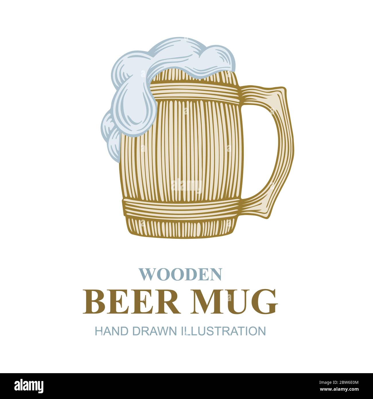 Hand drawing beer mug in white background Vector Image