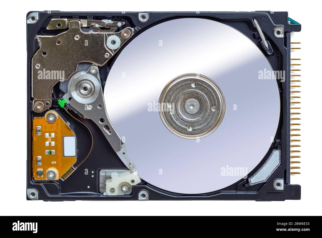Open computer hard disk, top view, isolated on white background Stock Photo  - Alamy