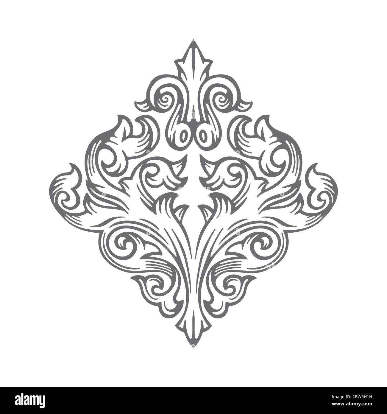 Vintage floral ornament. Hand drawn baroque victorian ornament