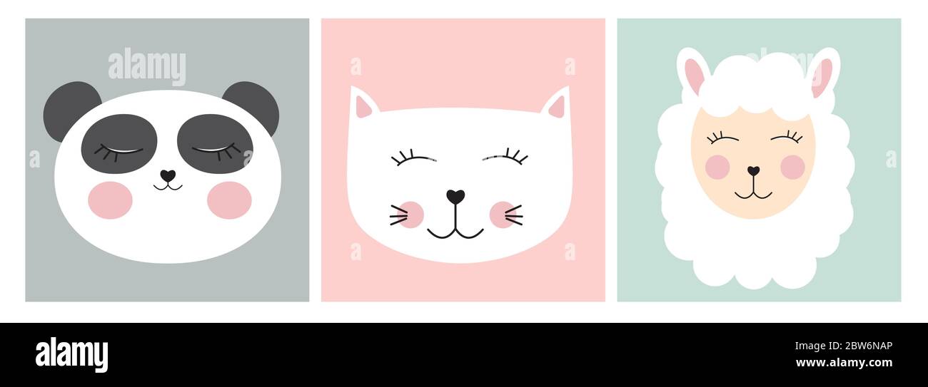 Stickers with cute animals. Vector illustration Stock Vector