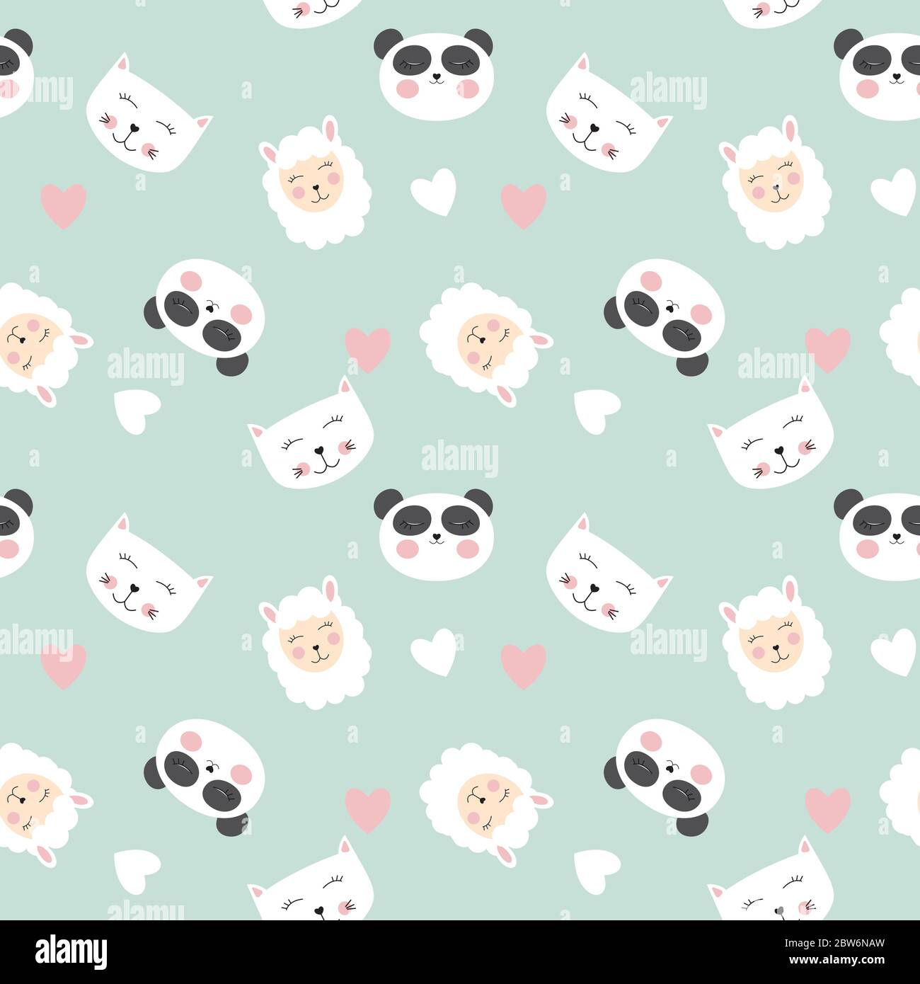 Cute animals seamless pattern background. Vector illustration Stock ...