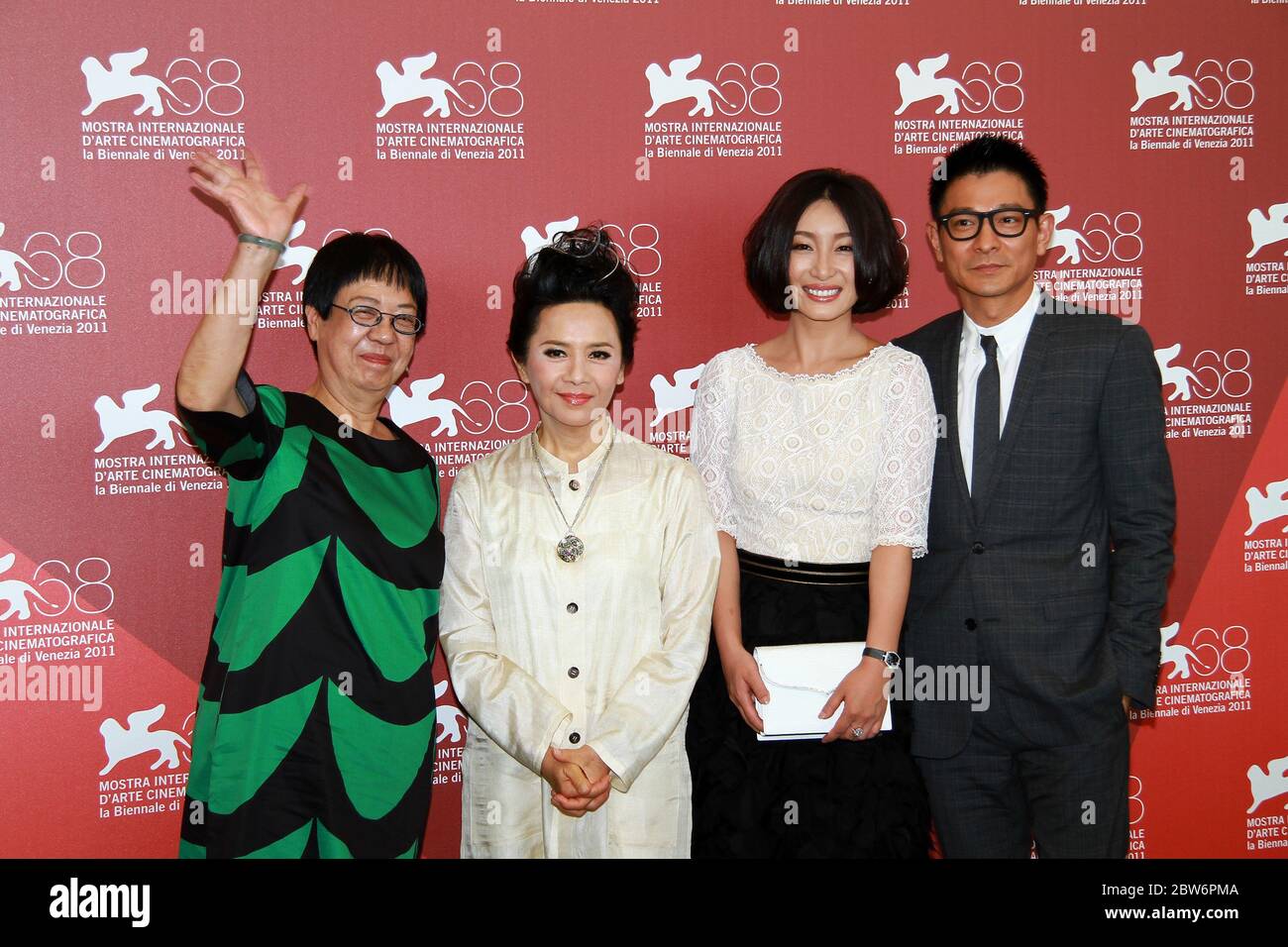 VENICE, ITALY - SEPTEMBER 05: Ann Hui, Deanie Ip, Qin Hailu and Andy Lau attends the 'Tao Jie' Photocall during the 68th Venice Film Festiva Stock Photo
