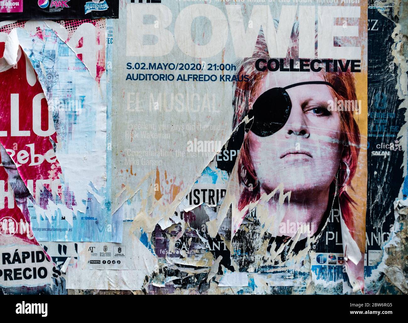 David Bowie tribute band, The Bowie Collective, poster in Spain Stock Photo
