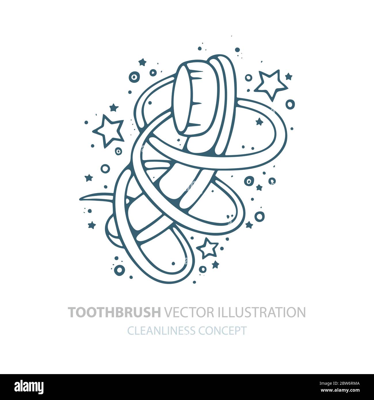 Toothbrush. Toothbrush hand drawn vector illustration. Healthcare stomatology and cleaning vector sketch drawing. Dental care concept. Dentistry symbo Stock Vector
