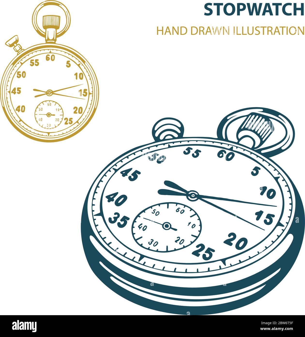 Stopwatch. Stopwatch hand drawn vector illustration isolated on white