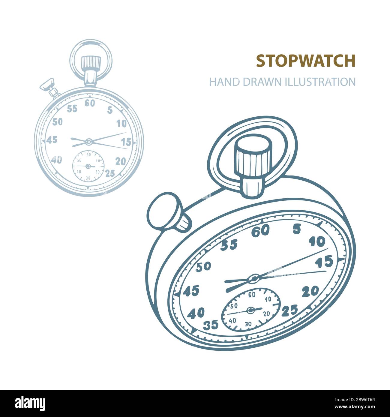 Stopwatch. Stopwatch hand drawn vector illustration isolated on white