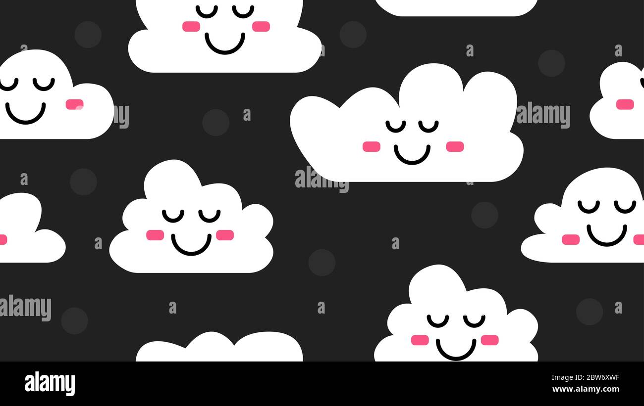 Clouds in sky. Baby seamless clouds pattern. Vector illustration Stock Vector