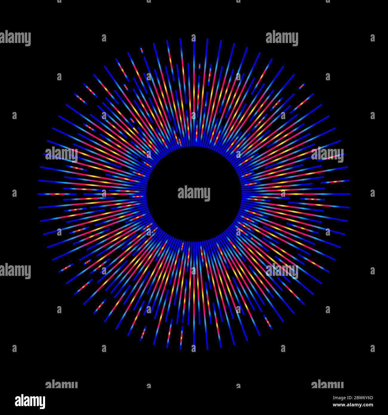 Sunburst on balck background. Round graphic design element. Vector line circle frame Stock Vector