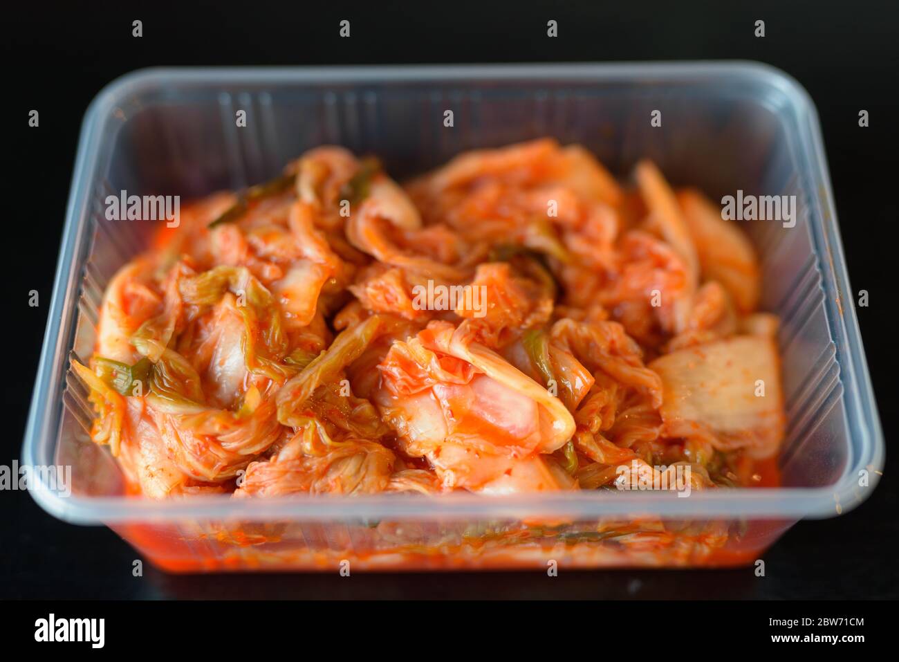 Closeup Shot Of Traditional Korean Food Kimchi Served in Plastic