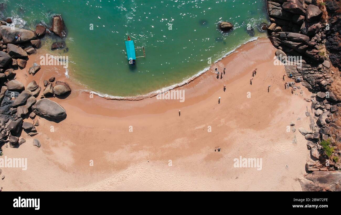 Rocky hills near Butterfly Beach. Goa India. Drone video Stock Photo - Alamy