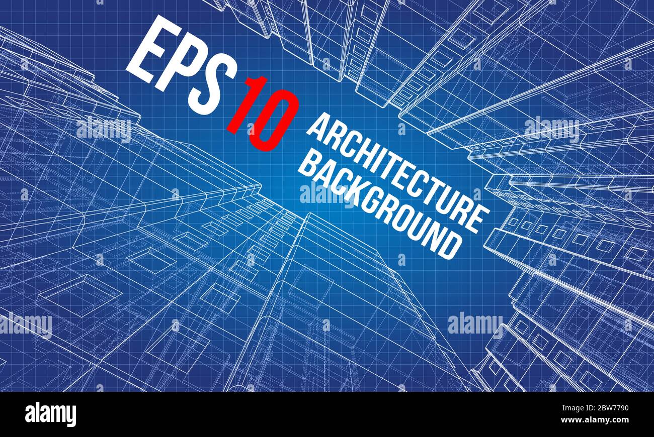 Vector wire-frame model of a multi-storey building Stock Vector