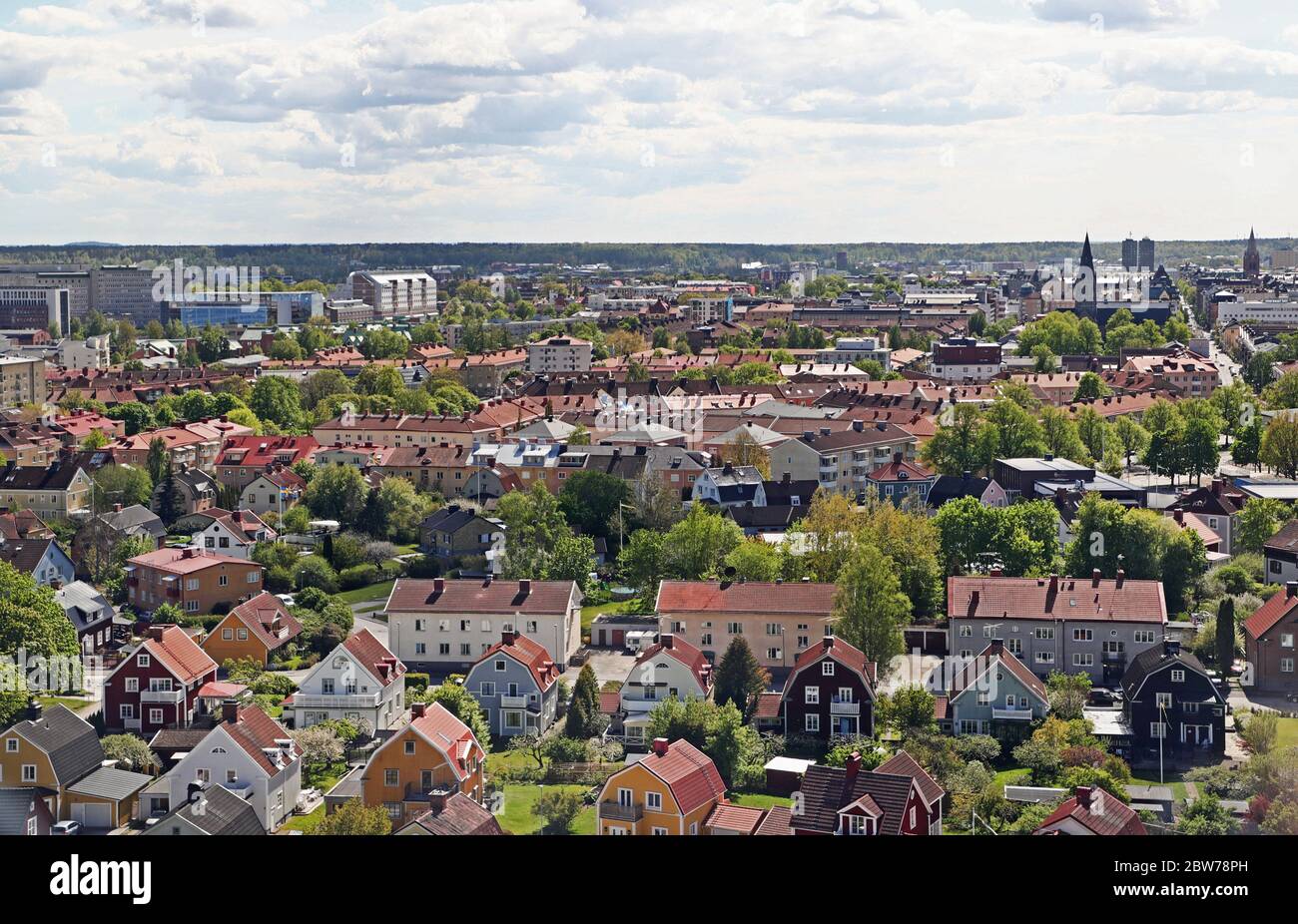 Örebro, Sweden 20200522 View, from the water tower Svampen, over the city of Örebro. Photo Jeppe Gustafsson Stock Photo