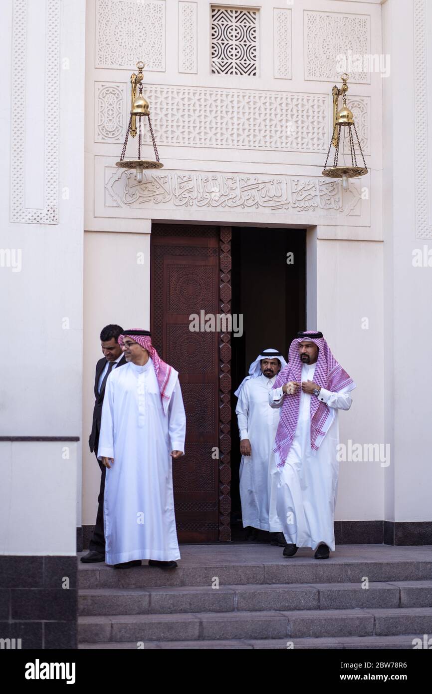 Bahrain city / Bahrain - January 15, 2020: Local Muslim people shopping in souq bazaar area in old town downtown Bahrain Stock Photo