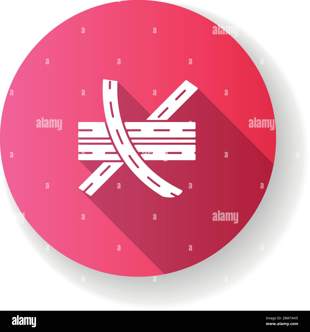 Multi level junction pink flat design long shadow glyph icon Stock Vector