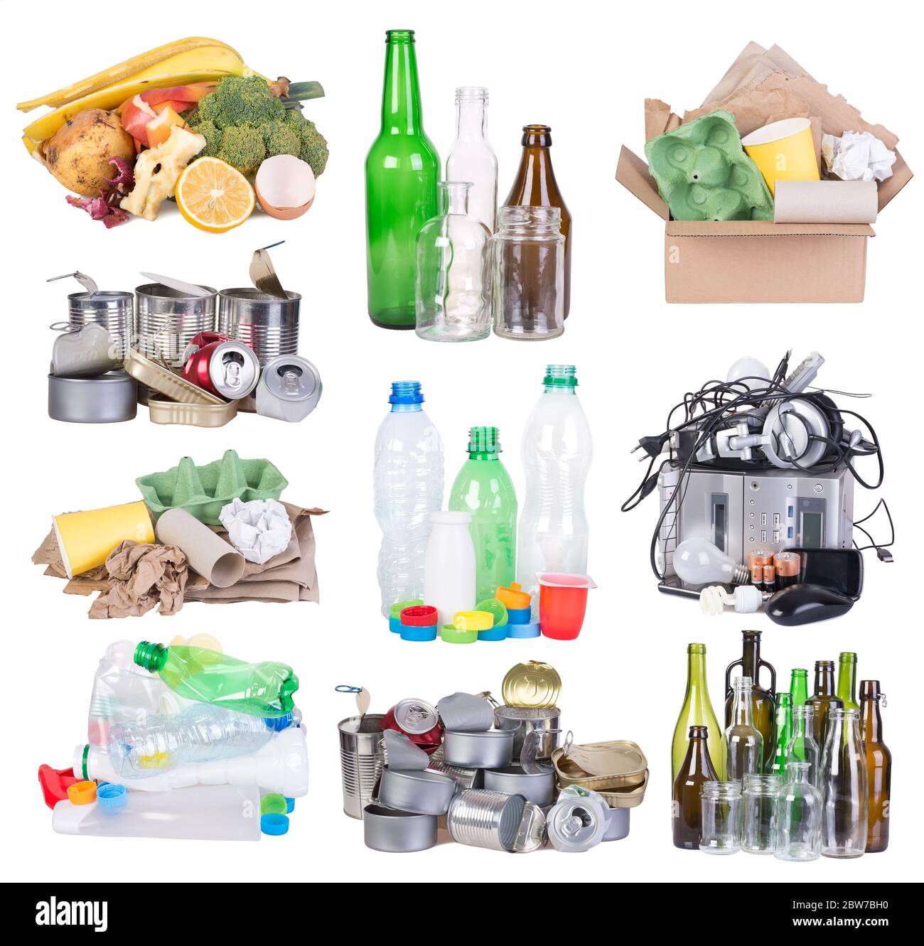 Samples of garbage isolated on white background Stock Photo