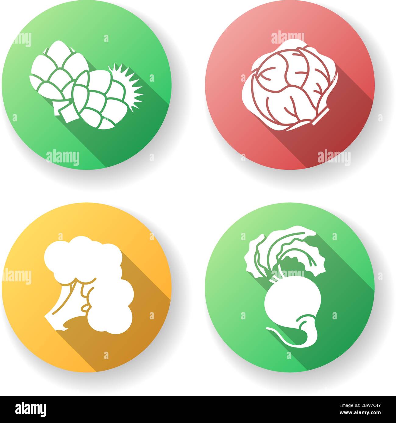 Dieting flat design long shadow glyph icons set Stock Vector