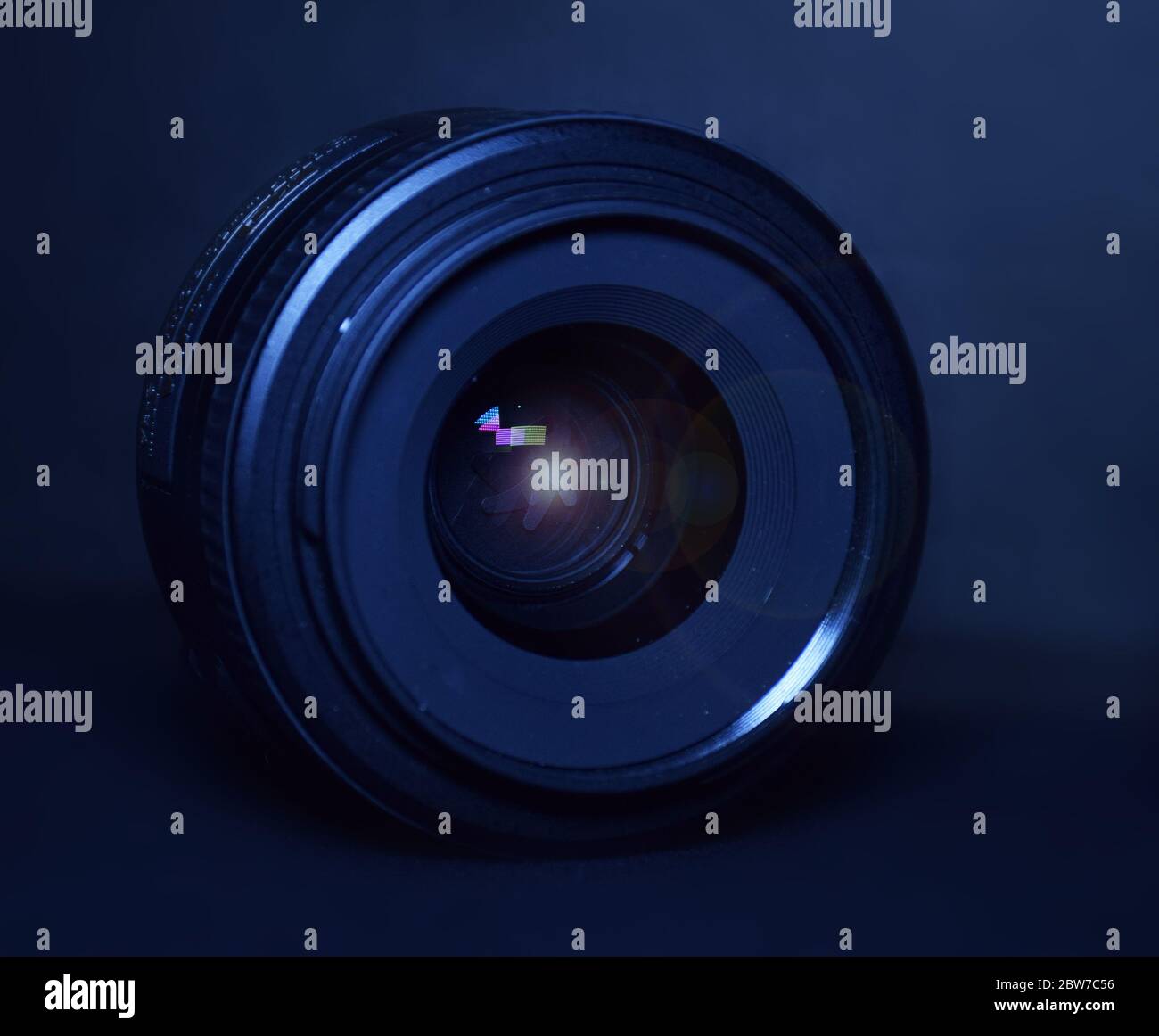 Digital or DSLR Camera Nikon Prime Lens of 35mm with reflection Stock