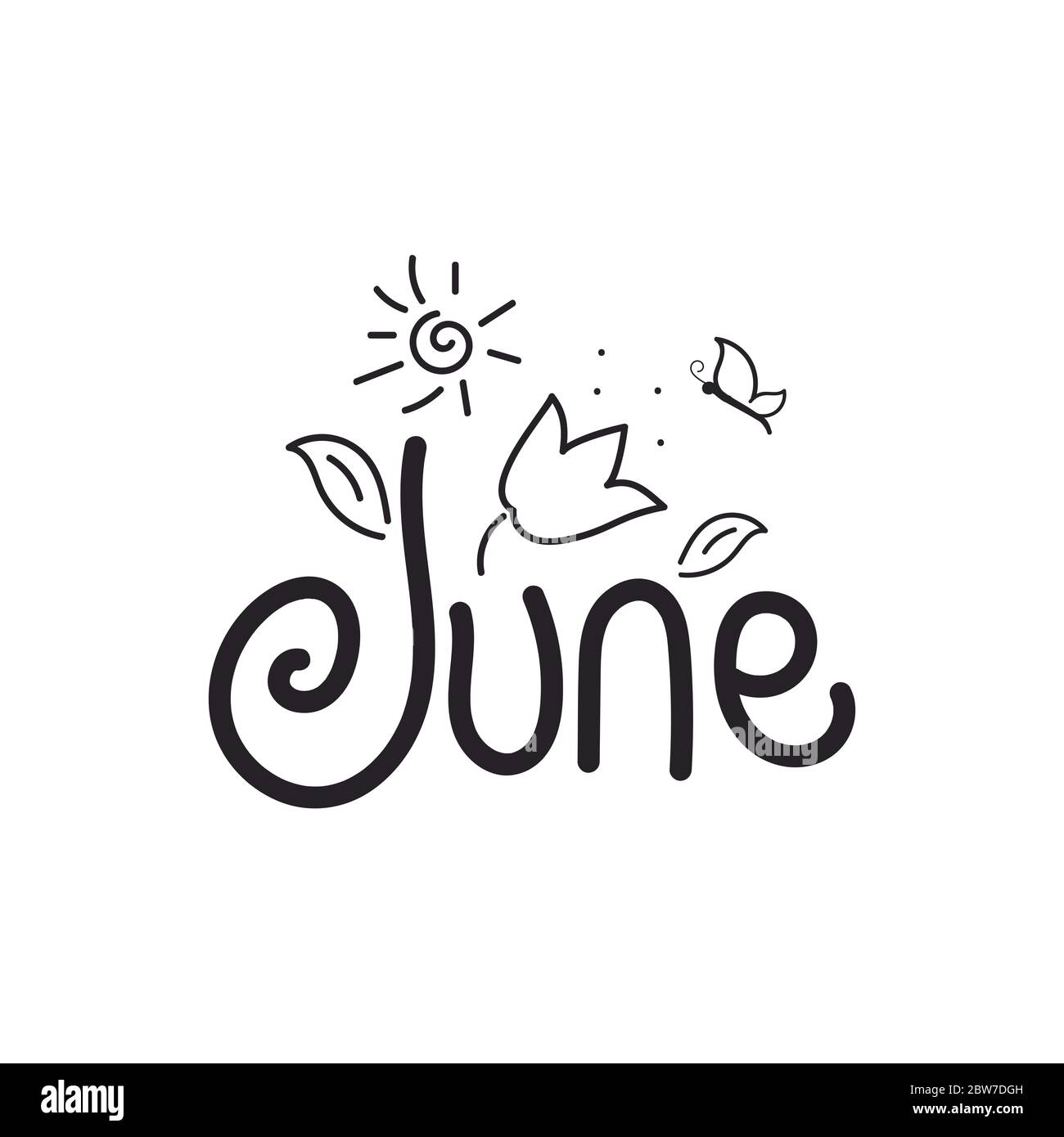 typography of Welcome June text message for congratulation or greeting
