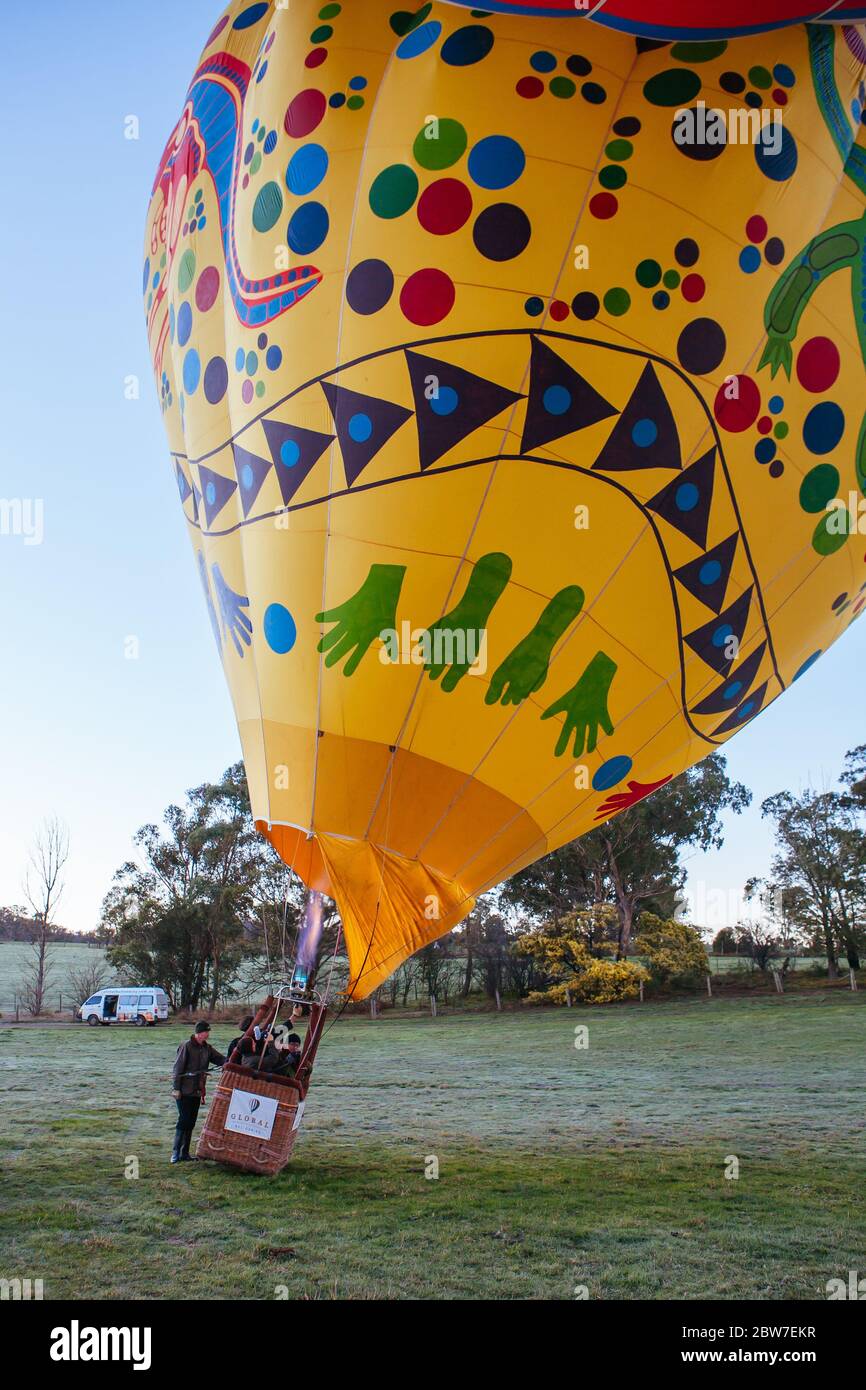 Hot Air Balloon Inflating in Australia Stock Photo Alamy